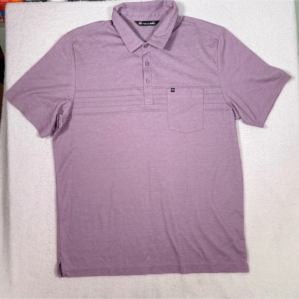 Lot of 2 Travis Mathew Mens XL Polo‎ Shirts Purple Striped Pima Cotton 1MU175